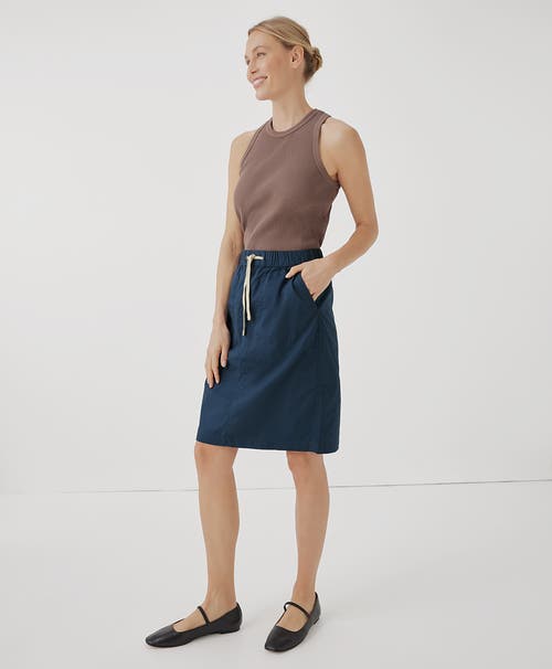 Shop Pact Organic Cotton Daily Twill Skirt In French Navy