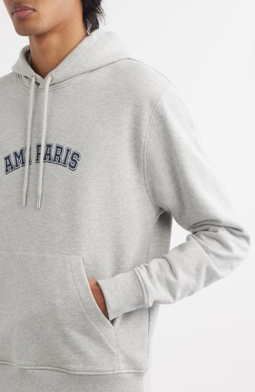 Shop Ami Alexandre Mattiussi Ami Paris Logo Graphic Hoodie In Heather Ash Grey