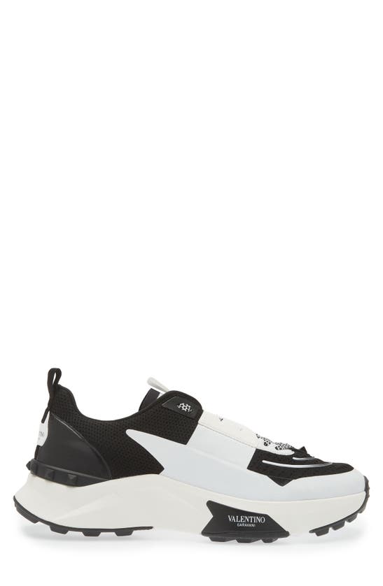 Shop Valentino Garavani Rockstud Knit Sneaker In Nero-bianco