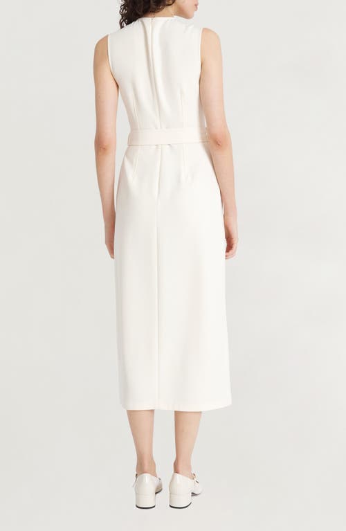 Shop Luxely Sleeveless Belted Dress In White Smoke