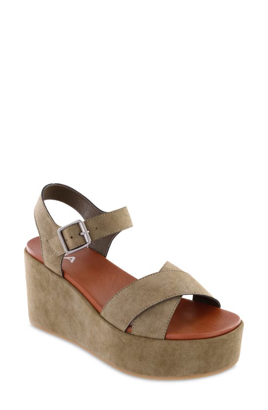 Shop Mia Renay Ankle Strap Platform Wedge Sandal In Khaki