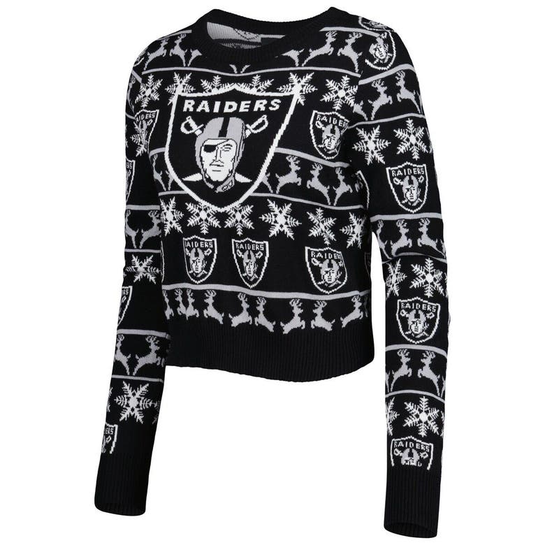 Las Vegas Raiders FOCO Women's Ugly Holiday Cropped Sweater - Black