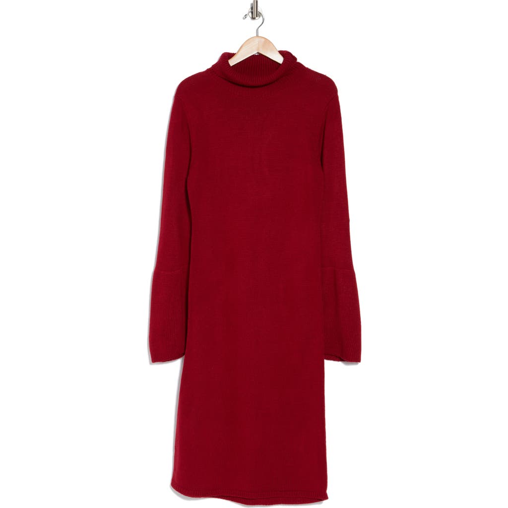 Area Stars Kiara Long Sleeve Turtleneck Sweater Dress In Burgundy
