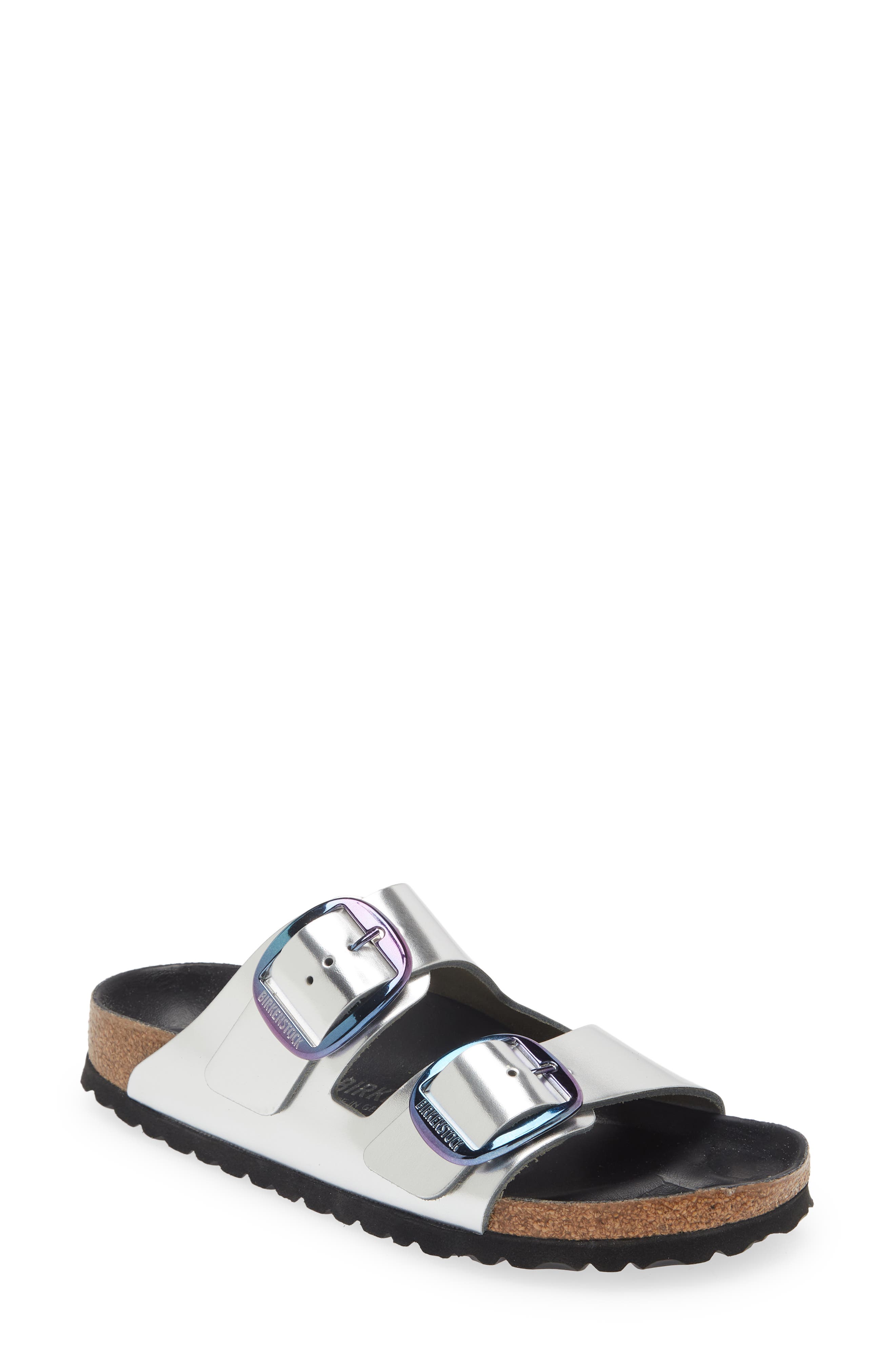 birkenstock arizona black silver buckle