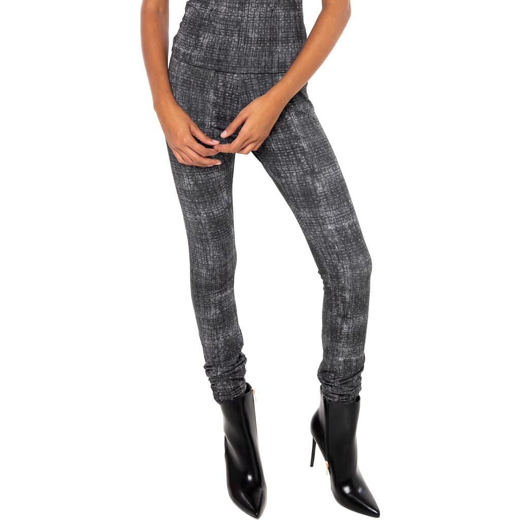 Dai Moda Legwarmer Stretch Cotton Leggings In Charcoal