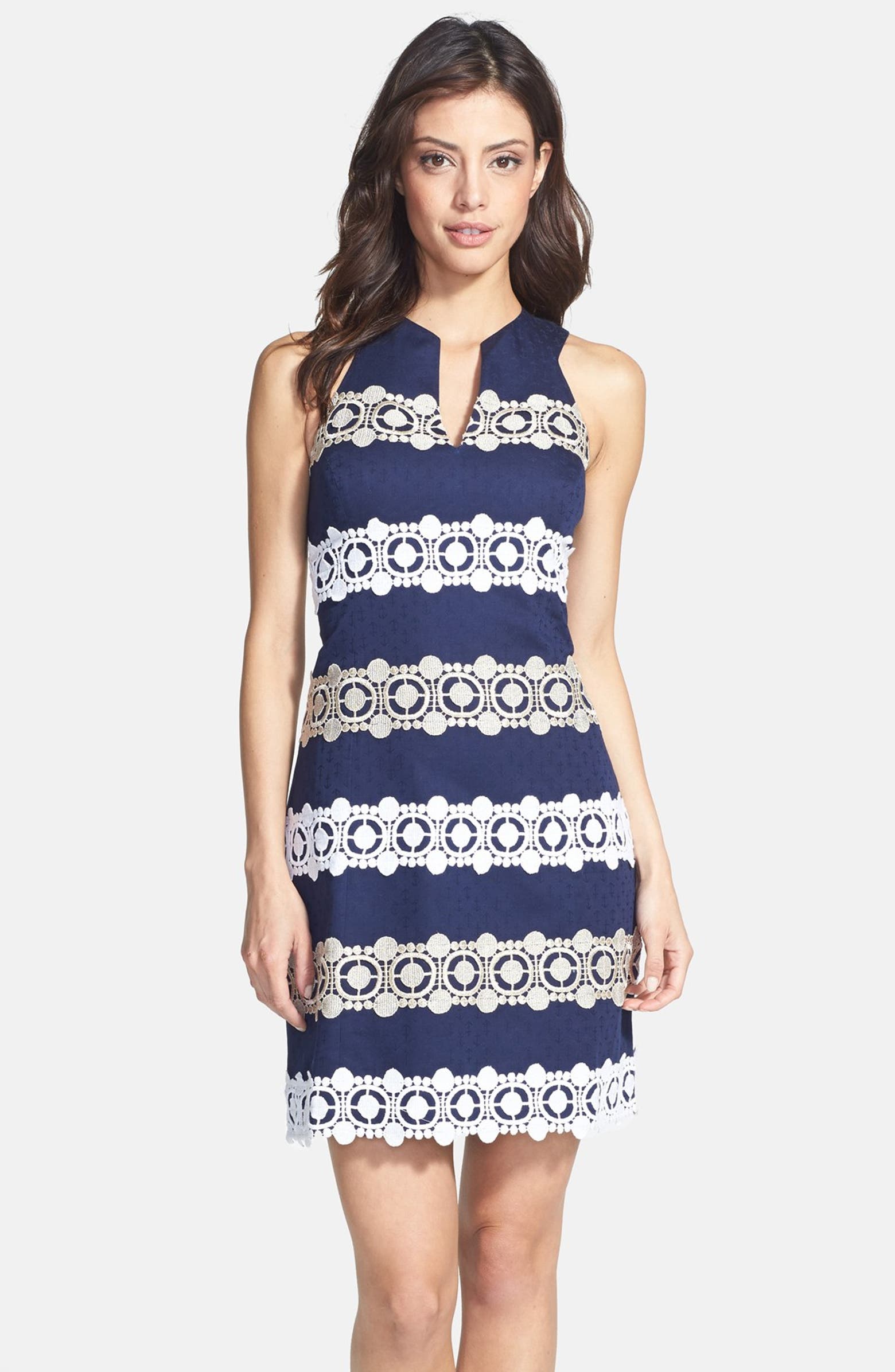 Lilly Pulitzer® 'Augusta' Lace Stripe Jacquard Shift Dress | Nordstrom