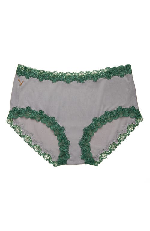 Shop Uwila Warrior Soft Silk Lace Trim Silk Briefs In Alloy/green