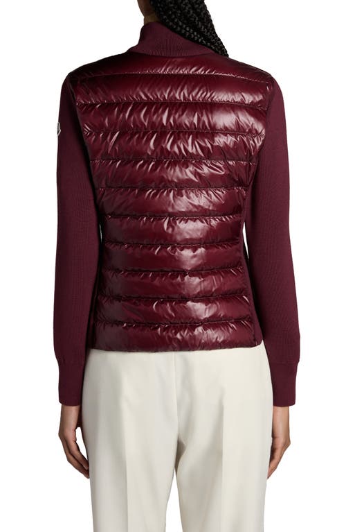 Moncler Quilted Shell And Wool Jacket In Burgundy