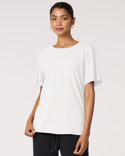 Shop Rebody Active Rebody Essentials Oversized Short Sleeve Top In White