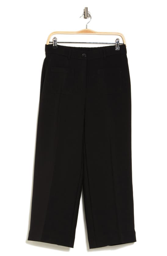 Shop Adrianna Papell Pocket Wide Leg Pants In Black