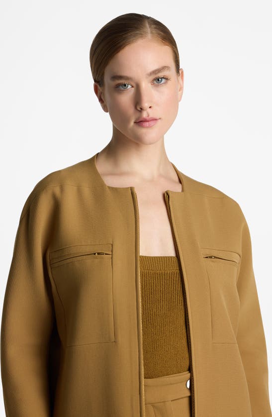 Shop St John St. John Collection Stretch Crepe Longline Jacket In Hazel