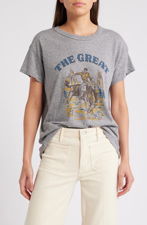 Shop The Great . The Boxy Rodeo Cotton Graphic T-shirt In Heather Grey