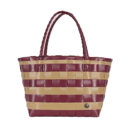 Shop Handed By Paris Spirit Recycled Tote Bags In Wineberry Red/khaki