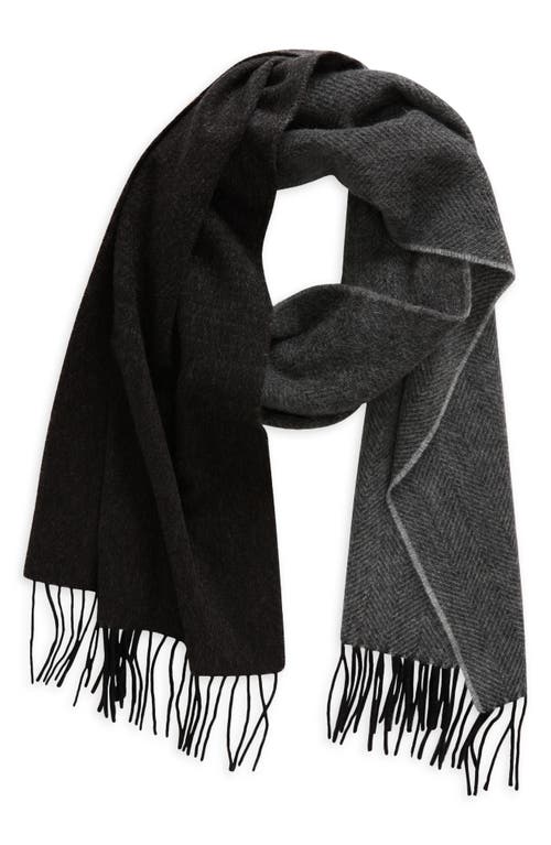 Andrew Stewart Ombré Herringbone Cashmere Scarf In Black
