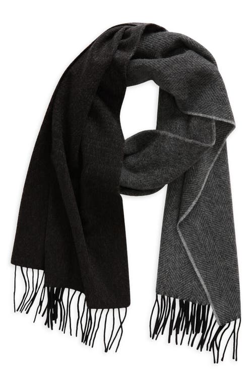 Andrew Stewart Ombré Herringbone Cashmere Scarf in Black 