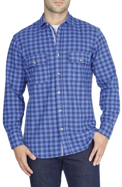 Blue Gingham Patterned Sweater Shirt