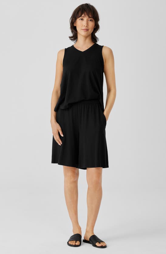 Eileen Fisher Black Stretch-jersey Shorts In Black