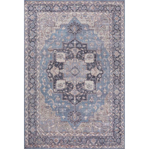 Jonathan Y Maris Ornate Medallion Machine-washable Area Rug In Blue/cream