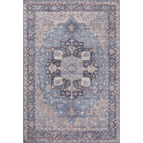 Shop Jonathan Y Maris Ornate Medallion Machine-washable Area Rug In Blue/cream