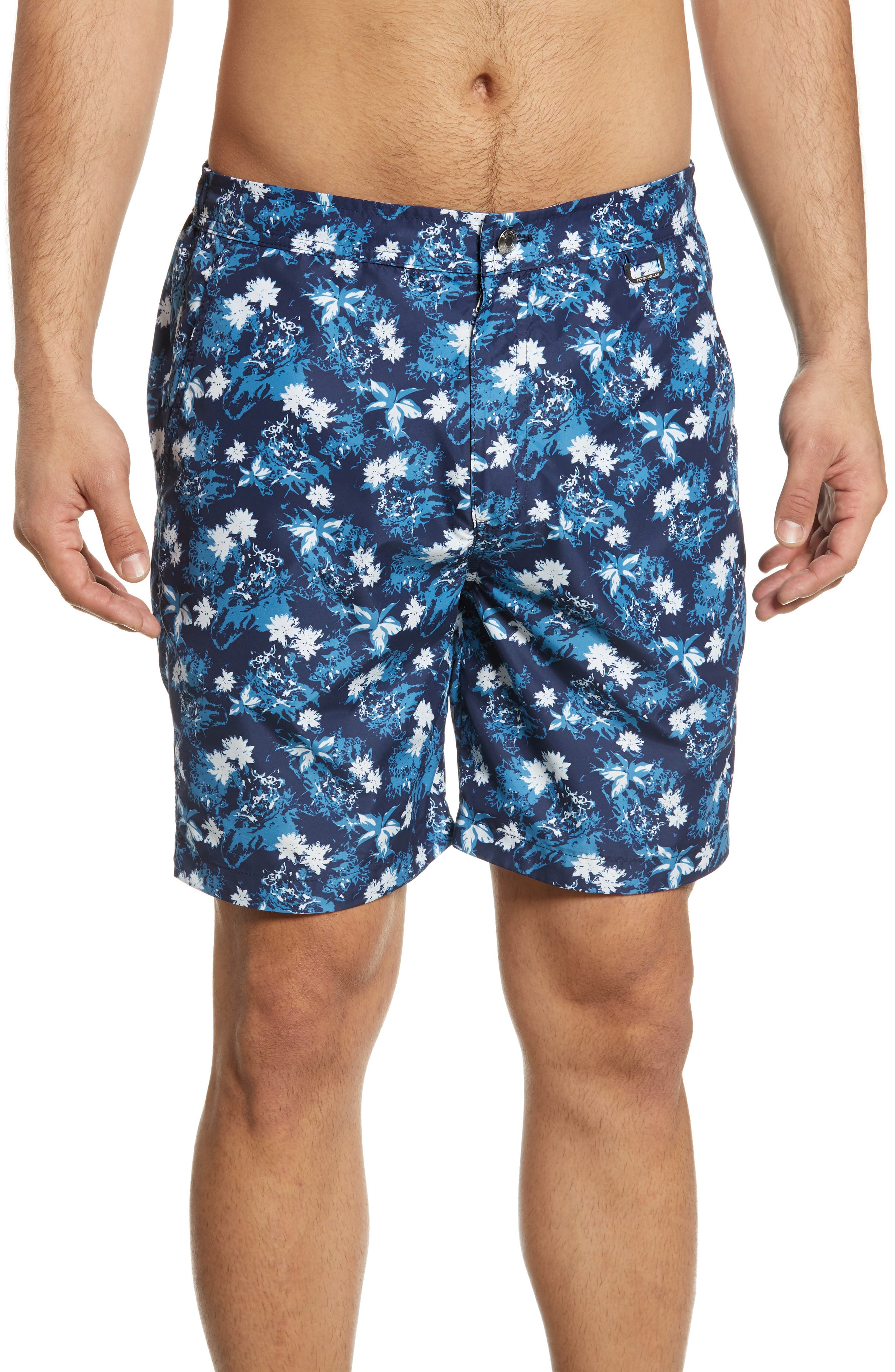 Peter Millar Collection Indigo Floral Swim Trunks, Blue