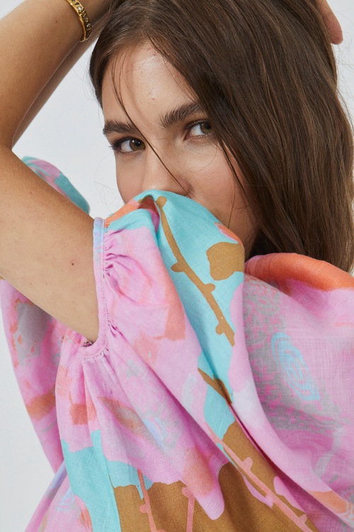 Lanhtropy Bubble Linen Shirt In Aquarela