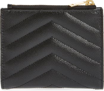 Shop Saint Laurent Monogram Unisex Plain Leather Folding Wallet