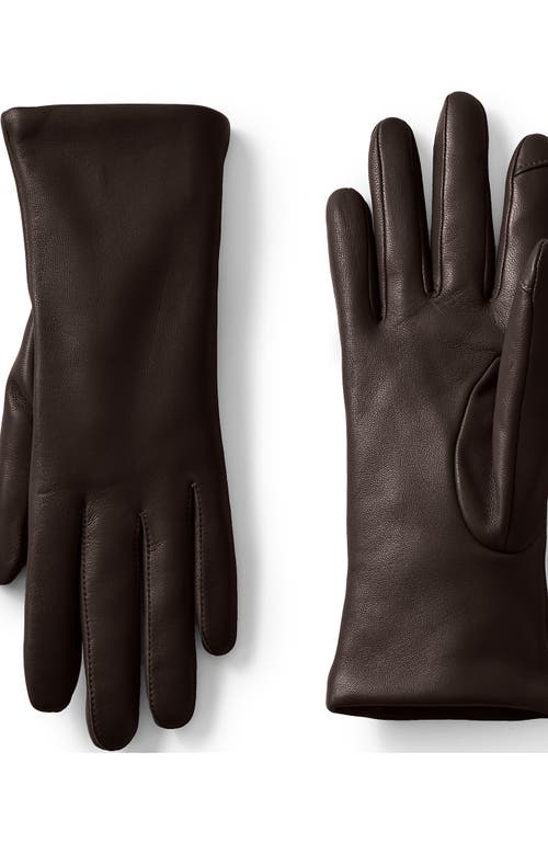 Shop Lands' End Ez Touch Screen Cashmere Lined Leather Gloves In Deep Chocolate