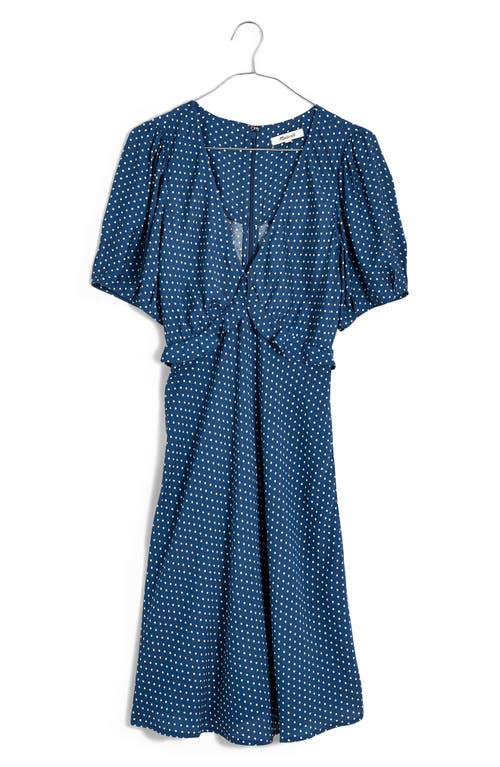 Madewell Polka Dot Puff Sleeve Ruffle Minidress In Curfew