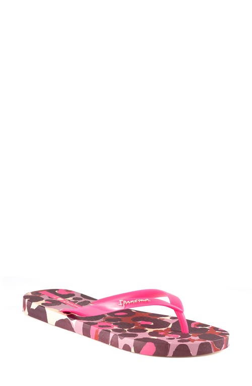 Animal Print Flip Flop in Beige/Pink