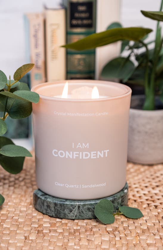 Shop Jill & Ally Confident Clear Quartz Crystal Intention Candle In Sandalwood