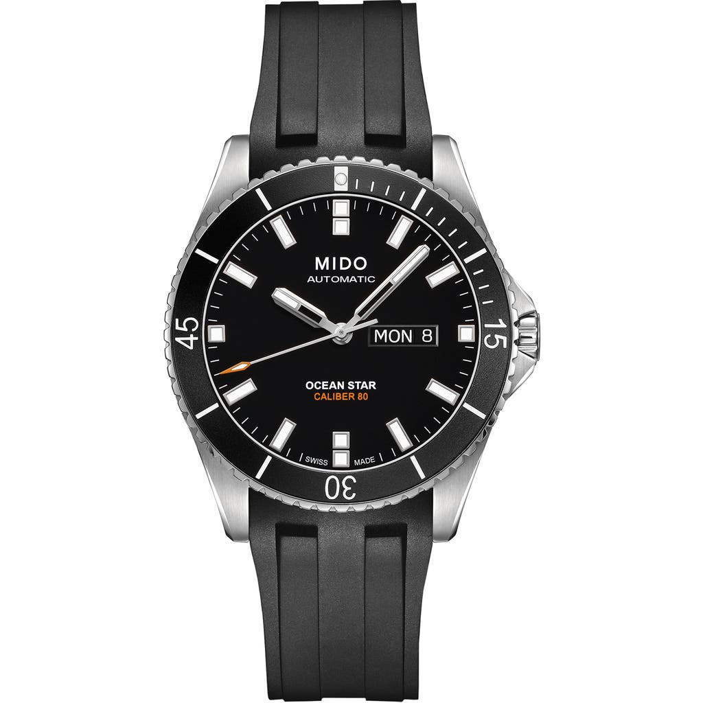 Mido Ocean Star 200 Automatic Rubber Strap Watch, 42.5mm In Black