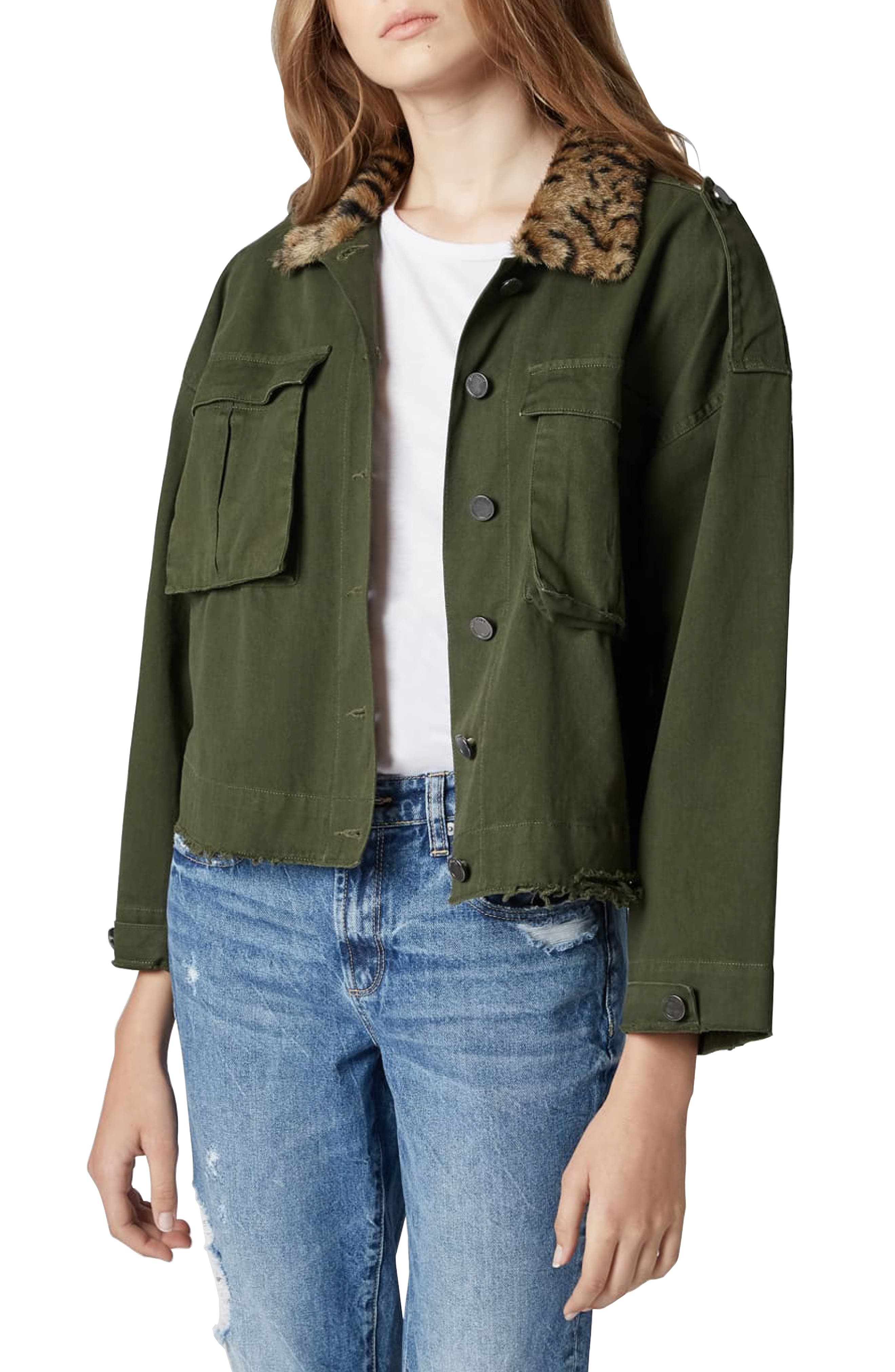 blanknyc leopard denim jacket