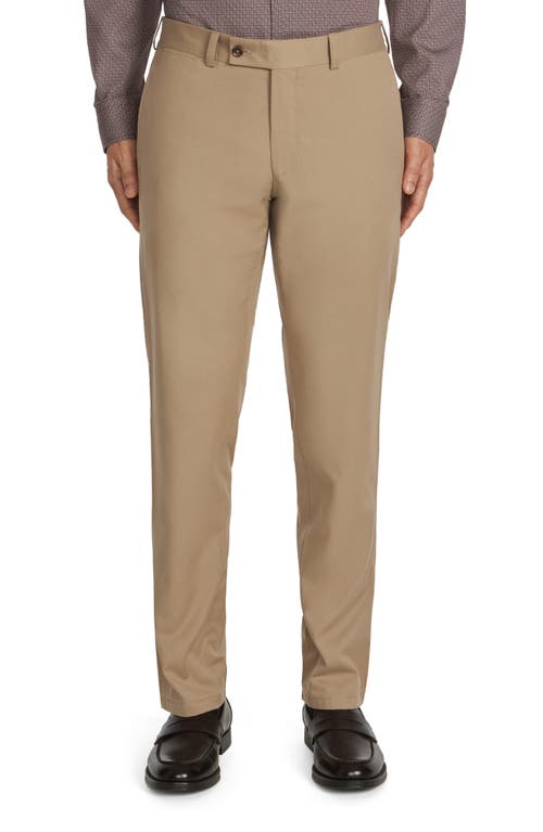 Palmer Stretch Cotton & Wool Pants in Tan