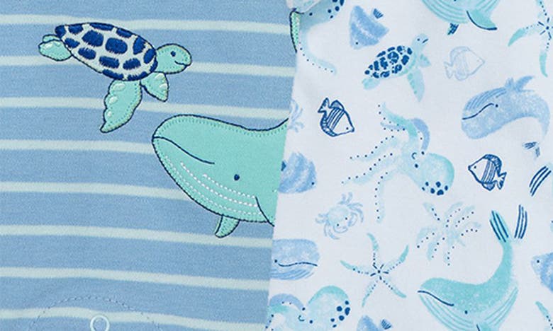 Shop Little Me Sea Life 2-pack Rompers In Blue