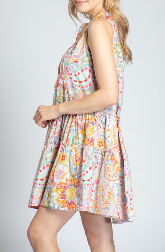 Shop Apny Print Pintuck Sleeveless Babydoll Dress In Orange Multi