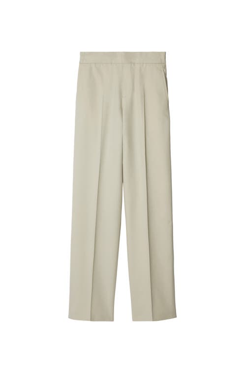 Shop Burberry Cotton Blend Trousers In Plaster