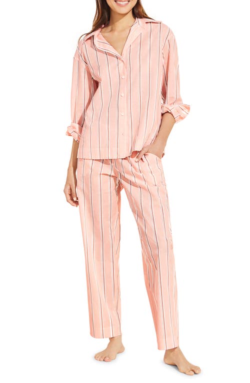 Eberjey Stripe Sandwashed Organic Cotton Pajamas in Rose Cloud Stripe