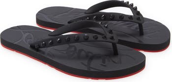 Christian Louboutin Women Loubi Donna Flip Flop Sandals Black Confetti Sz  41 NIB