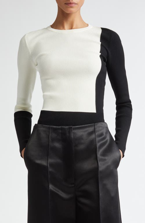 Peter Do Colorblock Rib Sweater White/Black at Nordstrom,