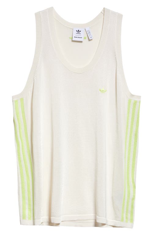 Y-3 X Wales Bonner 3-stripes Sweater Tank In Chalk White/semi Frozen Yellow