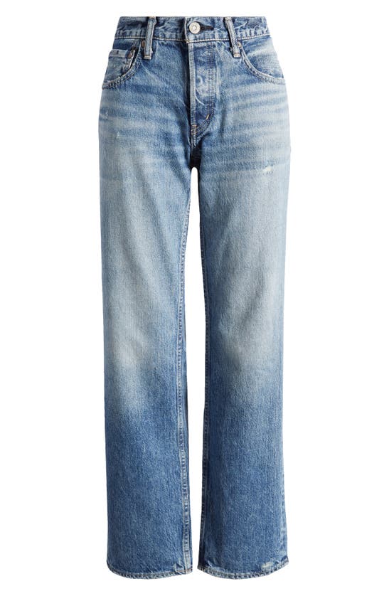 Shop Moussy Trigg Low Rise Straight Leg Jeans In Blue