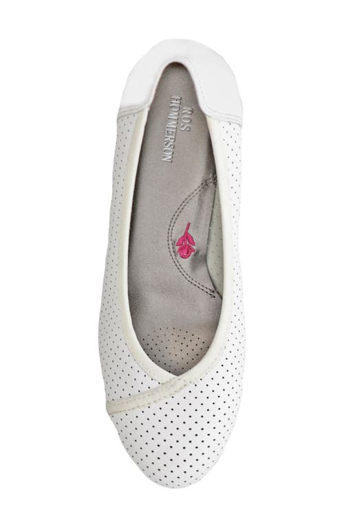 Ros Hommerson Evelyn Perforated Wedge Pump In White Leather