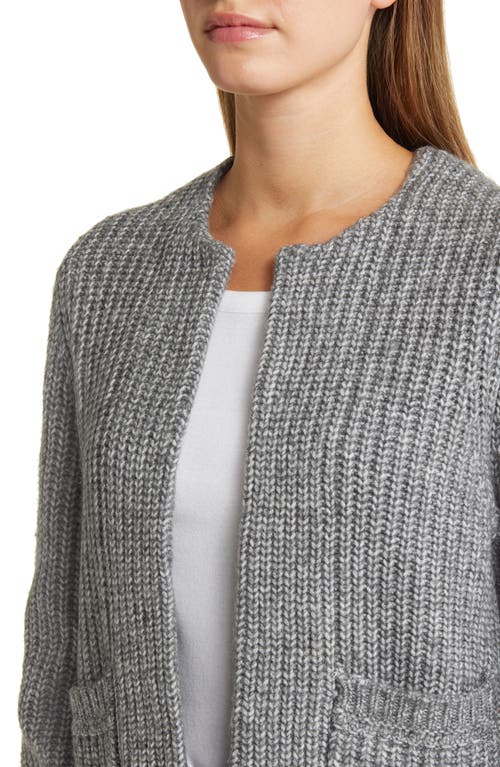 Wit & Wisdom Marled Blouson Sleeve Cardigan In Heather Charcoal/black