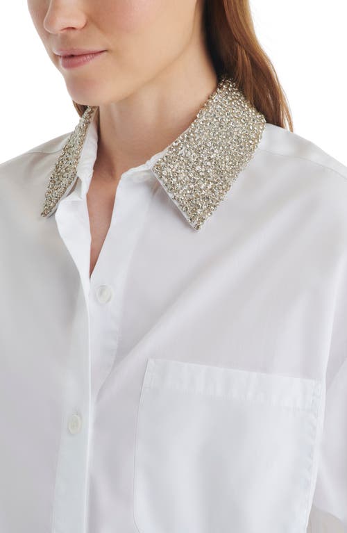 Twp Soon To Be Ex Crystal Collar Crop Button-up Shirt In White