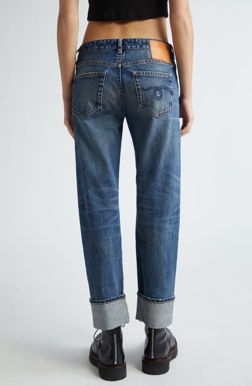 Shop R13 Cuff Hem Straight Leg Boy Jeans In Capel Selvedge Blue