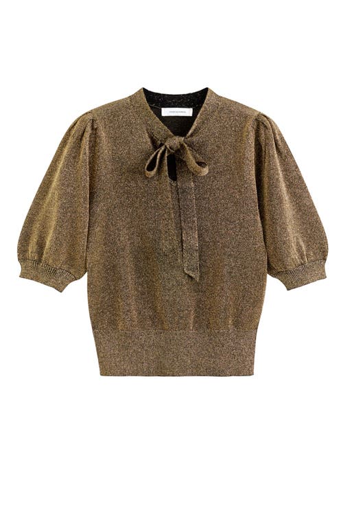 Chinti & Parker Bow-short Sleeve Top In Gold Lurex