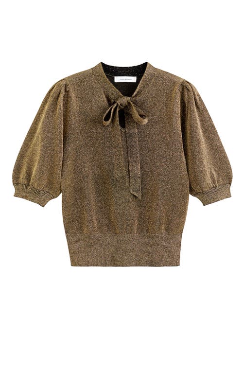 Shop Chinti & Parker Bow-short Sleeve Top In Gold Lurex