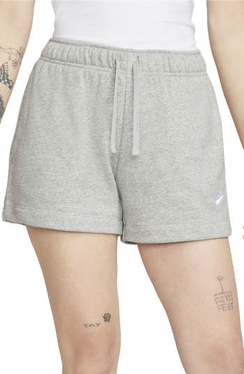 Shop Nike Club Fleece Shorts In Dark Grey Heather/white