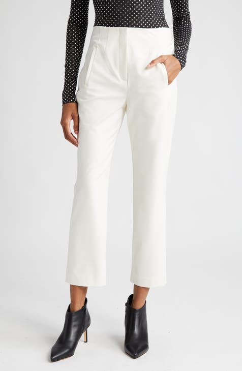 Theory Women's Linen Blend High Rise Pull On Capri Pants White