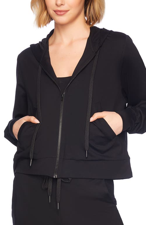 Susana Monaco Front Zip Crop Hoodie In Black